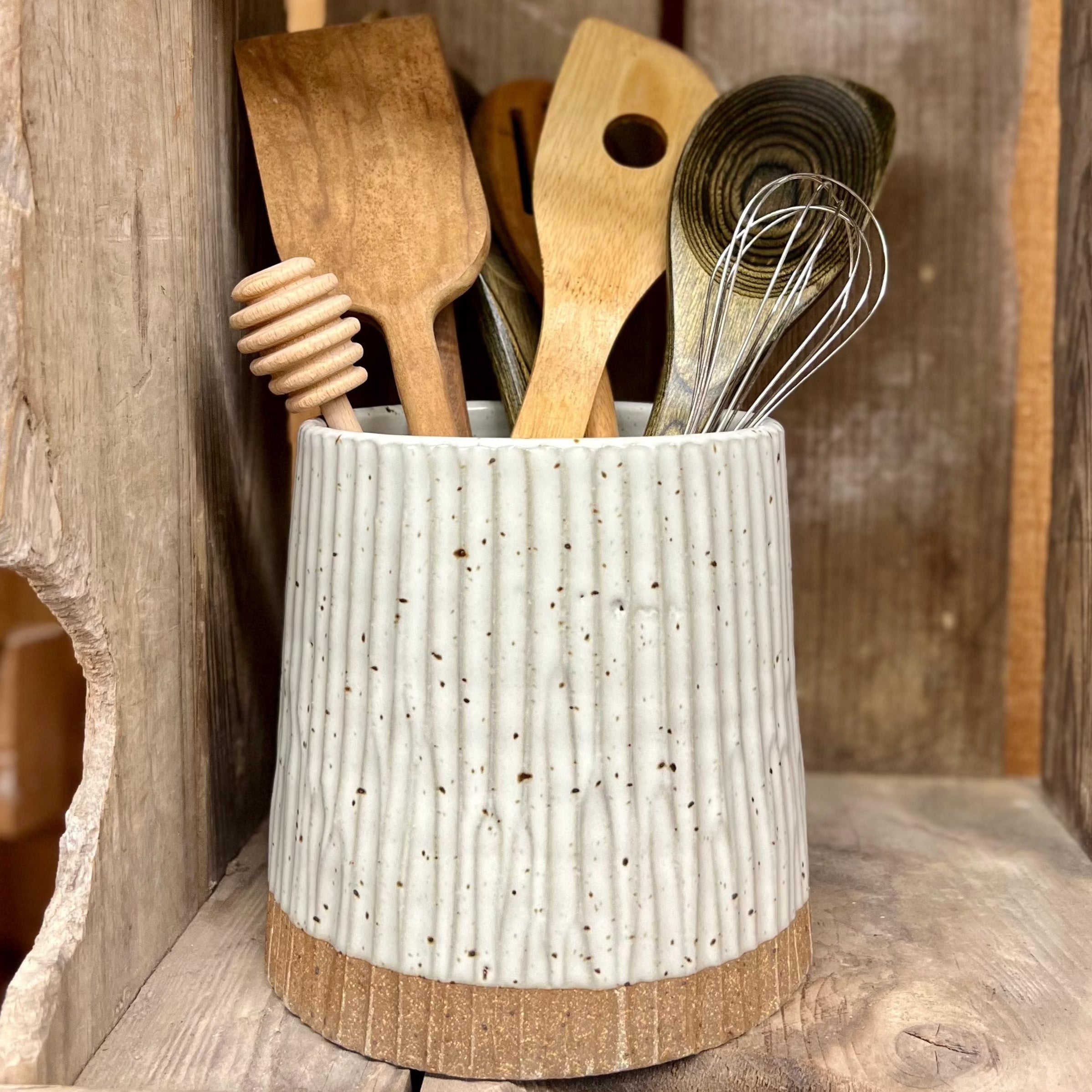 Appalachian Collection Utensil Holder {Bark, Classic White}